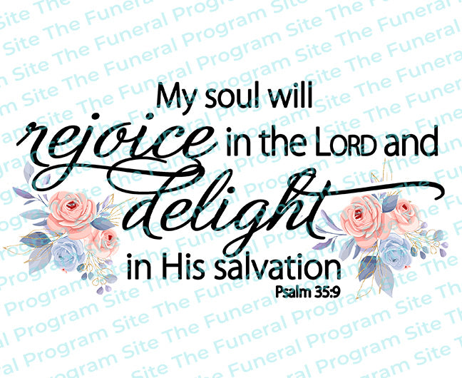 My Soul Will Rejoice Bible Verse Word Art.