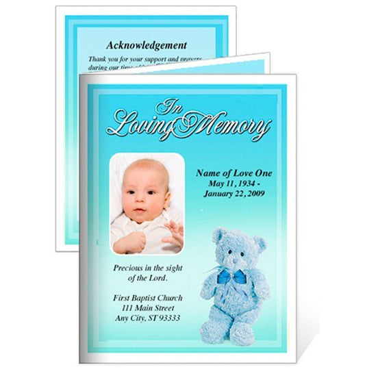 Nursery Boy Small Memorial Card Template - The Funeral Program Site