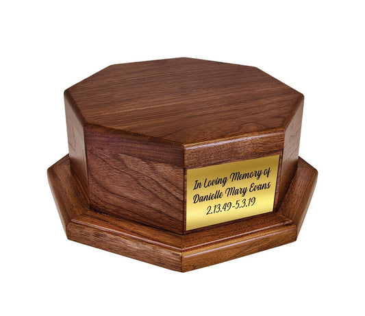 Octagon Wood Cremation Urn Stand Base - The Funeral Program Site