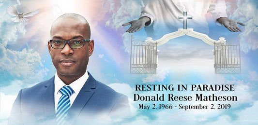 Open Arms Custom Casket Head Panel Insert - The Funeral Program Site