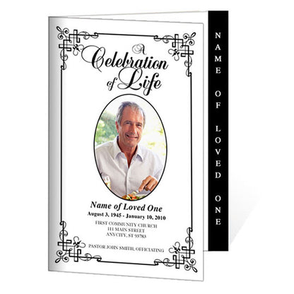 Ornate 4-Sided Graduated Funeral Program Template.