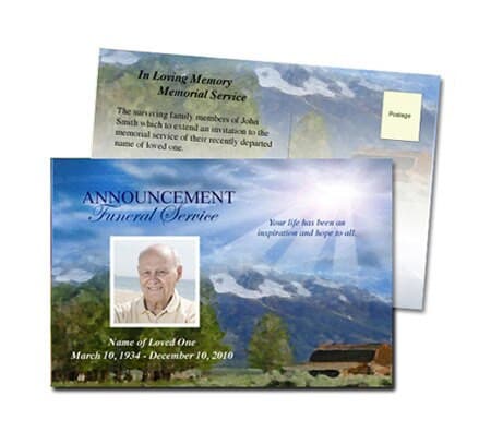 Outdoor Funeral Announcement Postcard Template - The Funeral Program Site