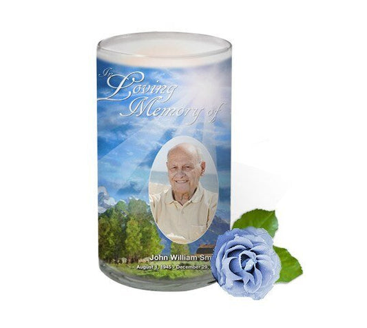 Outdoor Personalized Glass Memorial Candle - The Funeral Program Site