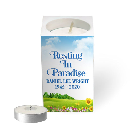 Outdoor Personalized Mini Memorial Tea Light Candle Holder - The Funeral Program Site