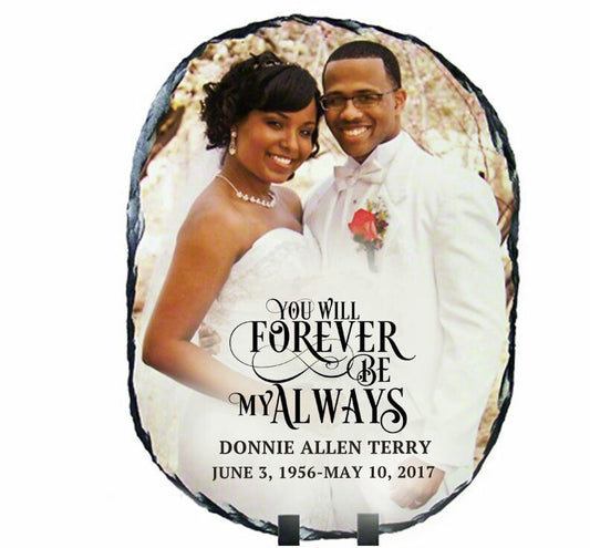 Oval Memorial Slate Stone Plaque with Stand - The Funeral Program Site