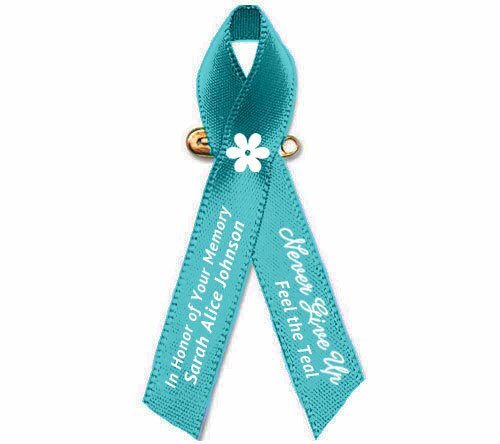 Ovarian Cancer Ribbon (Teal) - Pack of 10 - The Funeral Program Site