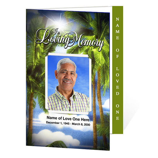 Paradise 4-Sided Graduated Funeral Program Template.