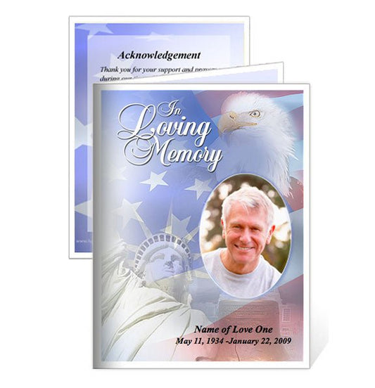 Patriot Small Memorial Card Template - The Funeral Program Site