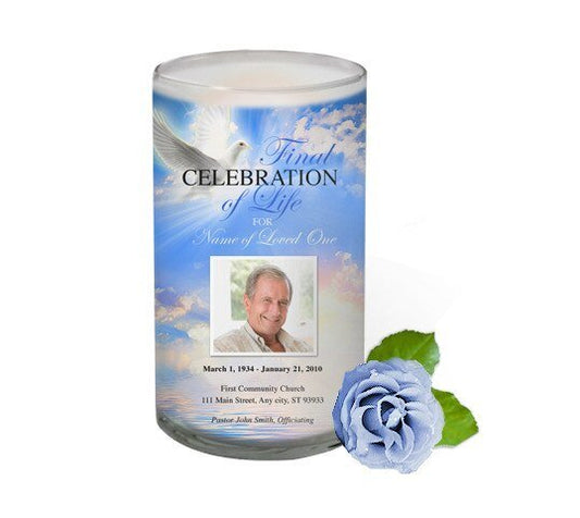 Peace Personalized Glass Memorial Candle - The Funeral Program Site