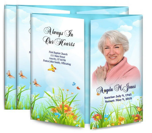 Peaceful Butterflies Gatefold Funeral Program Design & Print (Pack of 50 - The Funeral Program Site