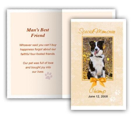 Peach Pet Memorial Card Design & Printing (Pack of 50) - The Funeral Program Site