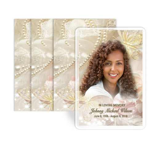 Pearls Lace Funeral Prayer Card Design & Print (Pack of 50) - The Funeral Program Site