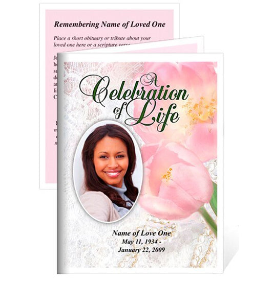 Pearls Small Memorial Card Template - The Funeral Program Site