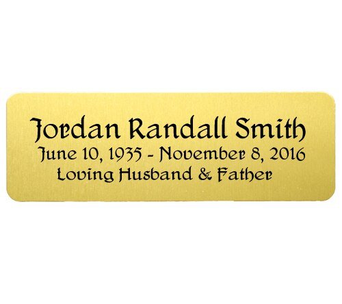 Personalized 1 x 3 Rectangle Flexible Plate - The Funeral Program Site
