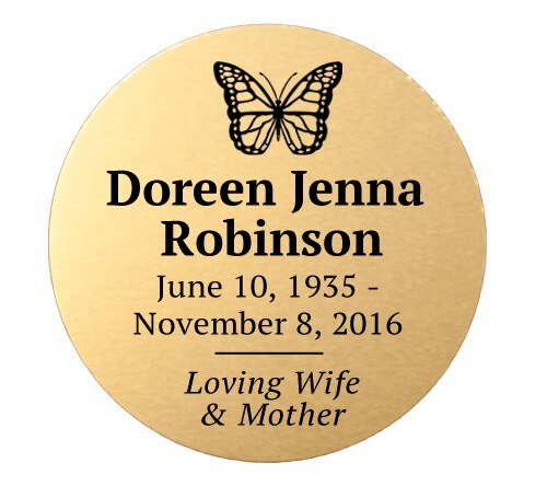 Personalized 2 Inch Circle Flexible Urn Plate - The Funeral Program Site