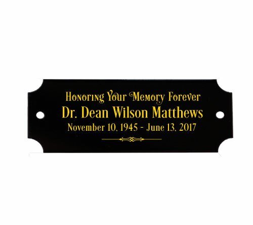 Personalized 7 - 8 x 2.5 Inch Decorative Black Brass Plate - The Funeral Program Site