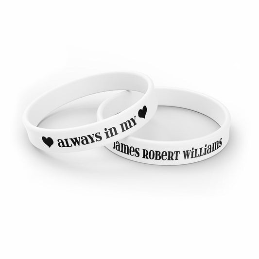 Personalized In Loving Memory Silicone Bracelet - Always In My Heart (Pack of 10) - The Funeral Program Site