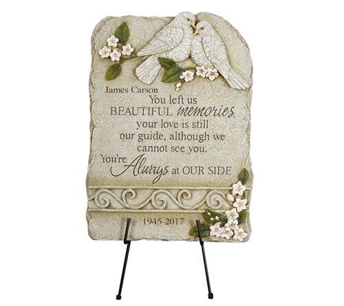 Personalized Peaceful LoveBirds Memorial Garden Plaque - The Funeral Program Site