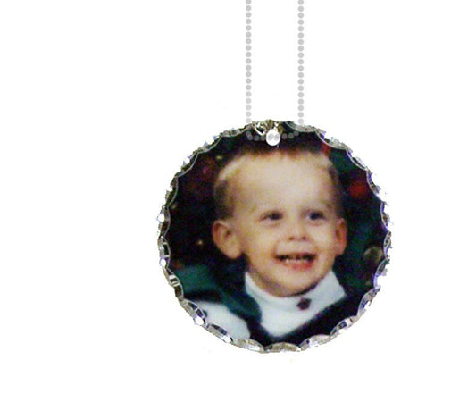 Personalized Round Charm Florentine Edge In Loving Memory Photo Pendant - The Funeral Program Site