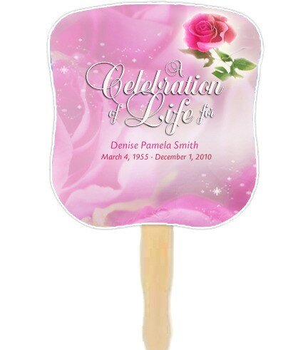 Petals Cardstock Memorial Fan With Wooden Handle (Pack of 10) - The Funeral Program Site