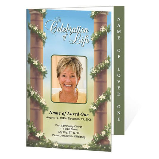 Pillars 4 - Sided Graduated Funeral Program Template - The Funeral Program Site
