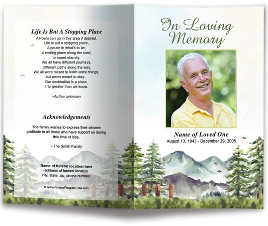 Pine Trees Funeral Program Template - The Funeral Program Site