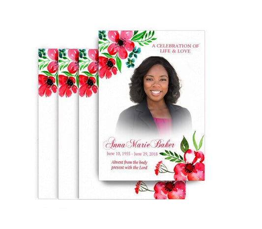 Pink Blossoms Funeral Postcard Design & Print (Pack of 50) - The Funeral Program Site