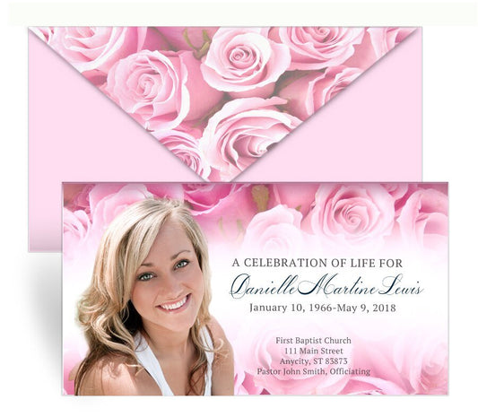 Pink Delight Envelope Fold Funeral Program Done For You Design & Print (Pack of 50) - The Funeral Program Site