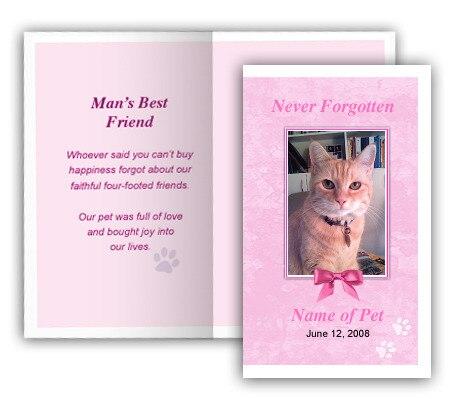 Pink Pet Memorial Cards Design & Print (Pack of 50) - The Funeral Program Site