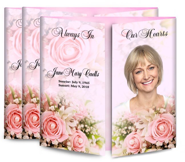 Rose Border Program Gatefold Funeral Programs Design and Print Full Service - The Funeral ...