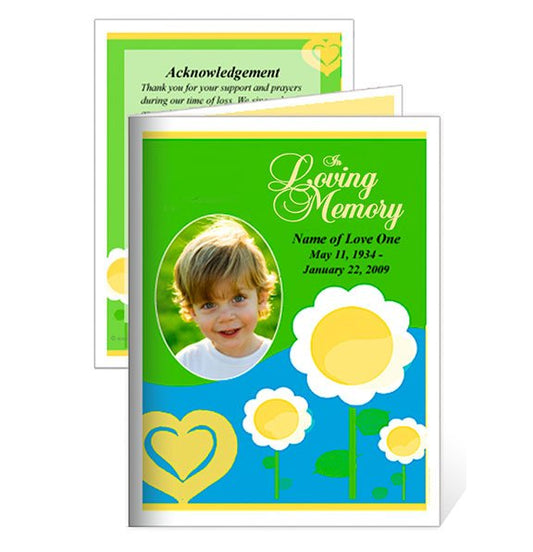 Playful Small Memorial Card Template - The Funeral Program Site