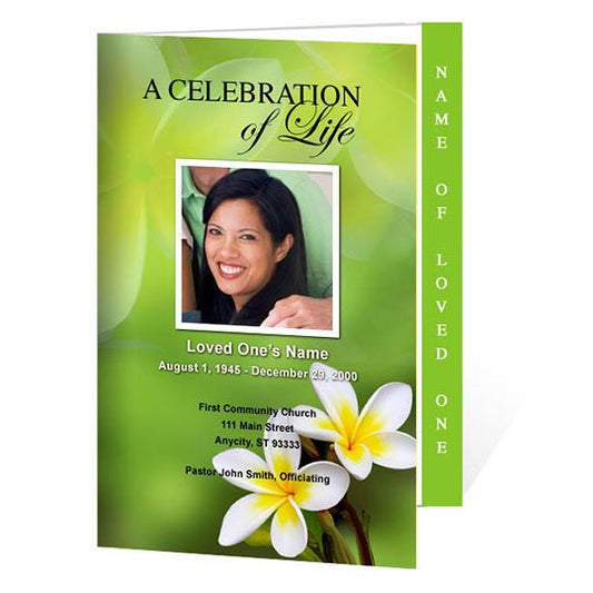 Plumeria 4 - Sided Graduated Funeral Program Template - The Funeral Program Site