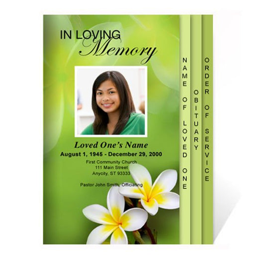 Plumeria 8 - Sided Graduated Program Template - The Funeral Program Site