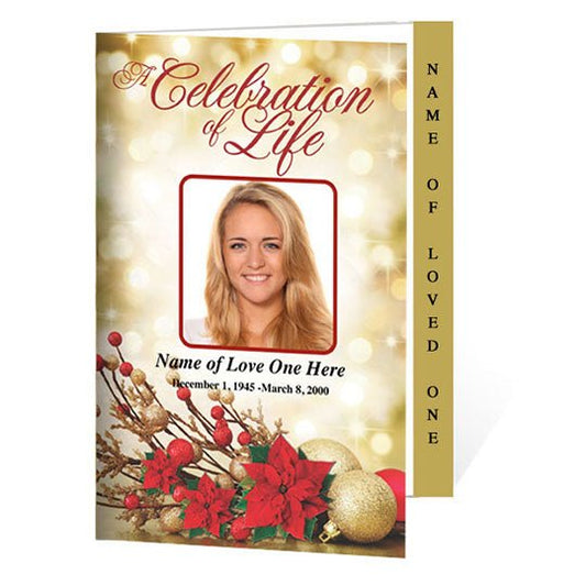Poinsettia 4 - Sided Graduated Funeral Program Template - The Funeral Program Site