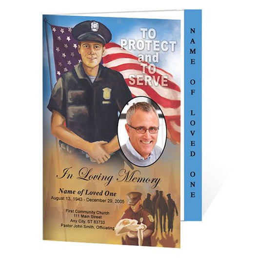 Policeman 4 - Sided Graduated Funeral Program Template - The Funeral Program Site