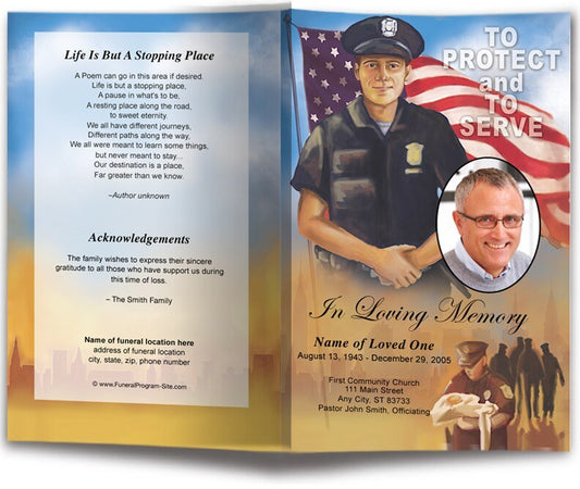 Policeman Funeral Program Template - The Funeral Program Site