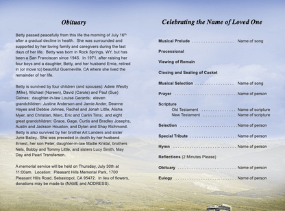 Prairie 4 - Sided Graduated Funeral Program Template - The Funeral Program Site
