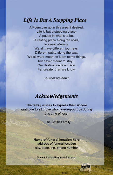 Prairie 4 - Sided Graduated Funeral Program Template - The Funeral Program Site