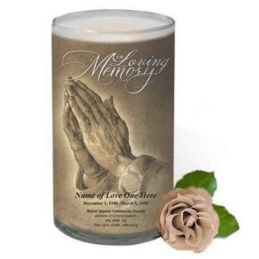 Prayer Personalized Glass Memorial Candle - The Funeral Program Site