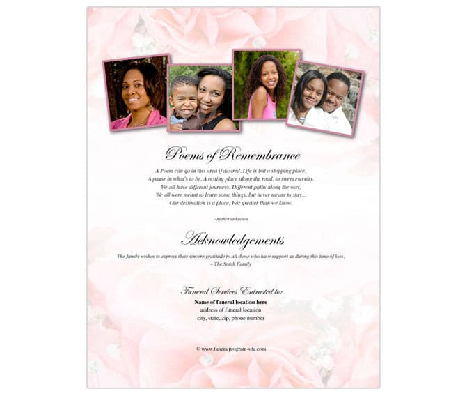pink dress funeral Precious Funeral Flyer Template