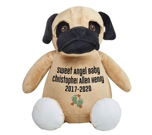 Pug Doggie Memorial Stuffed Animal - Urn - The Funeral Program Site