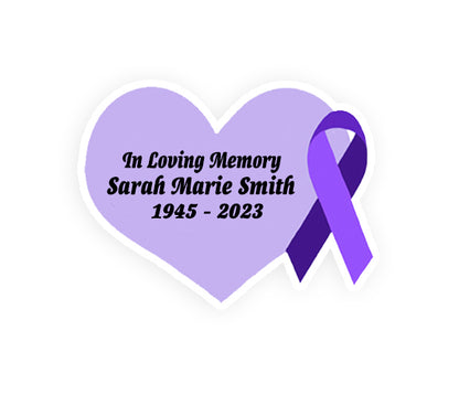 Purple Cancer Ribbon Heart Pin - Pack of 10