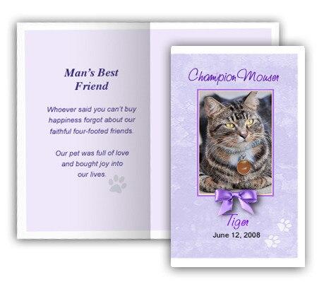 Purple Pet Memorial Cards Design & Print (Pack of 50) - The Funeral Program Site