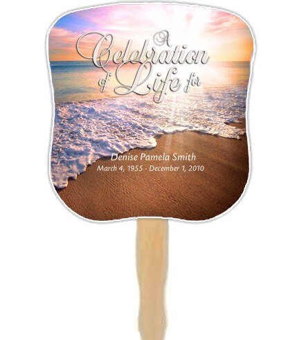 Radiance Cardstock Memorial Fan With Wooden Handle (Pack of 10) - The Funeral Program Site