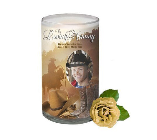 Ranch Personalized Glass Memorial Candle - The Funeral Program Site