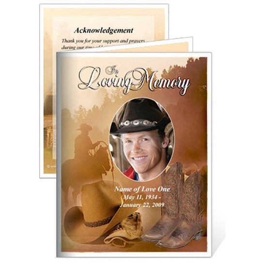 Ranch Small Memorial Card Template - The Funeral Program Site
