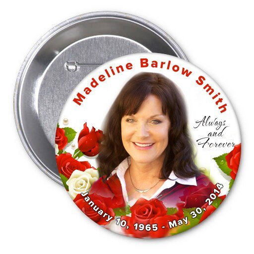 Red Diva Memorial Button Pin (Pack of 10) - The Funeral Program Site