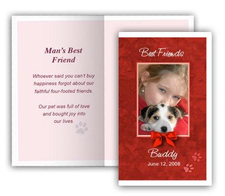 Red Pet Memorial Cards Design & Print (Pack of 50) - The Funeral Program Site