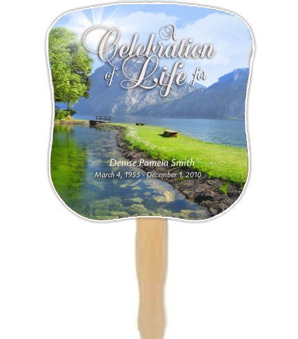 Reflection Cardstock Memorial Fan With Wooden Handle (Pack of 10) - The Funeral Program Site