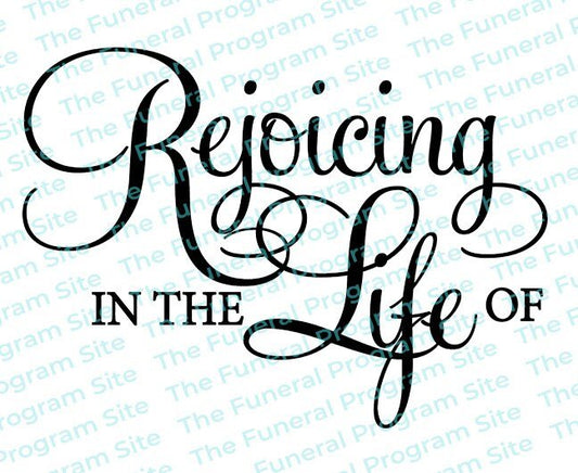 Rejoicing In The Life Of Funeral Program Title - The Funeral Program Site